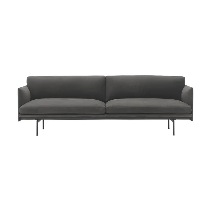 Outline soffa 3-sits läder - Grace leather Camel-svarta ben - Muuto