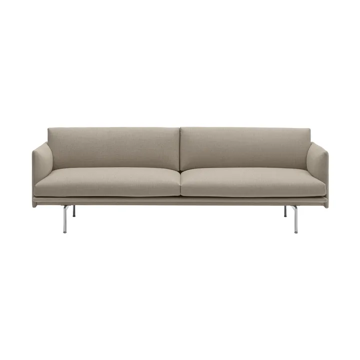 Outline soffa 3-sits tyg - Ecriture 240-Polished Aluminum - Muuto
