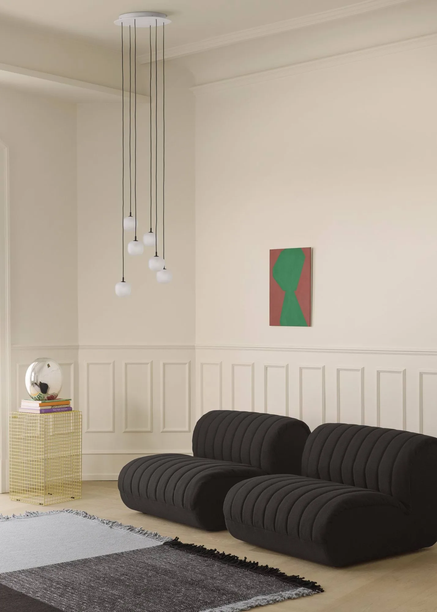Rime Pendant Cluster 6 pendel, Black, Ø25 cm Muuto