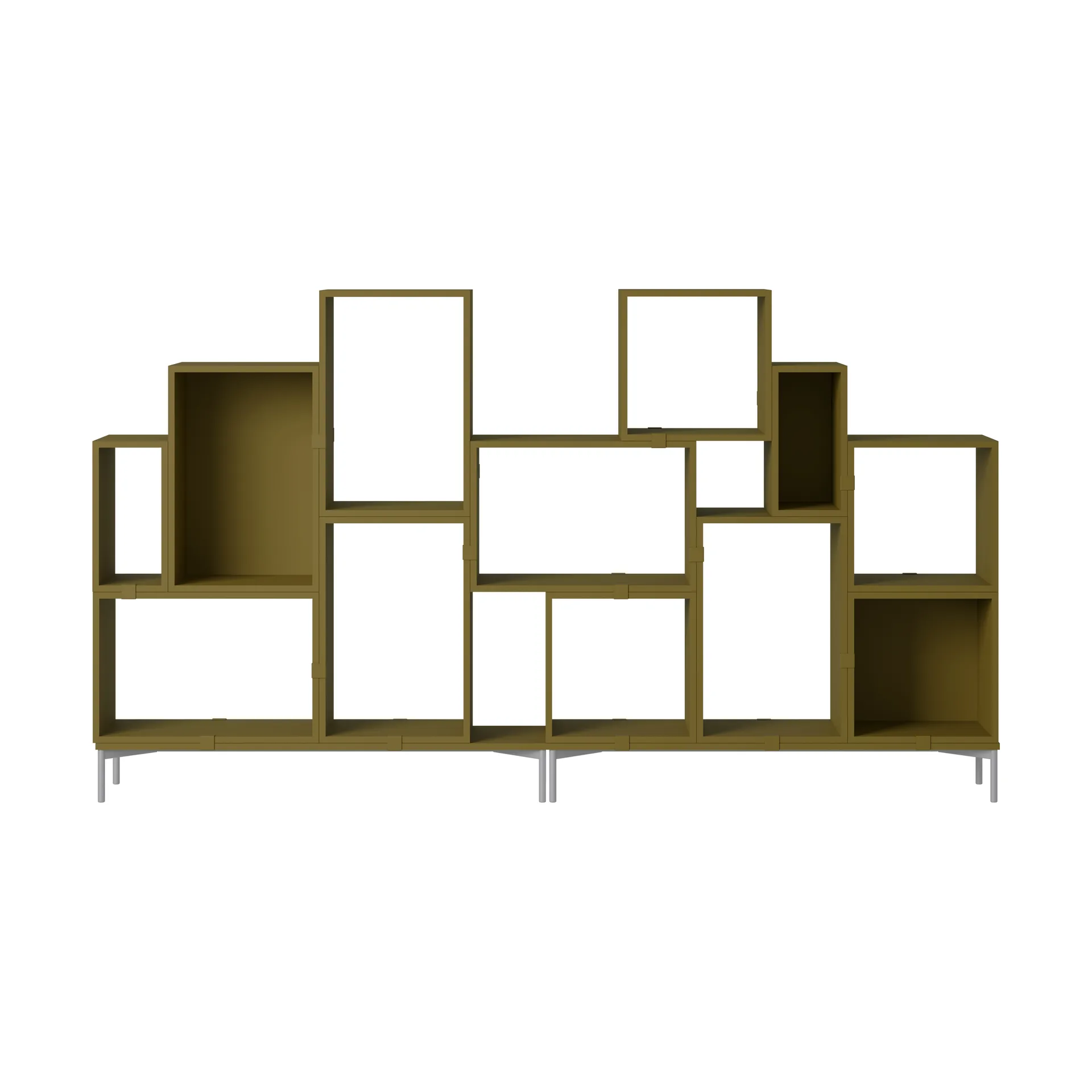 Stacked förvaringssystem bokhylla konfiguration 3, Brown green Muuto