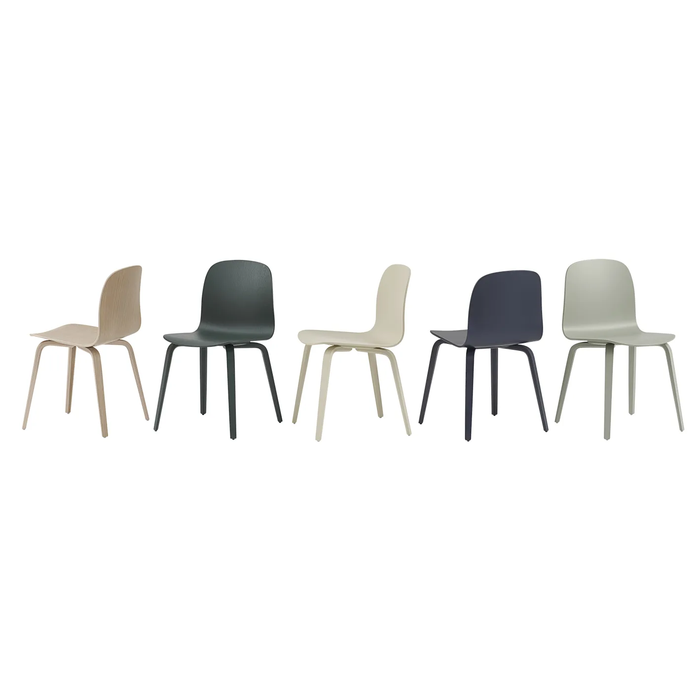 Visu stol träbas, Dark green Muuto