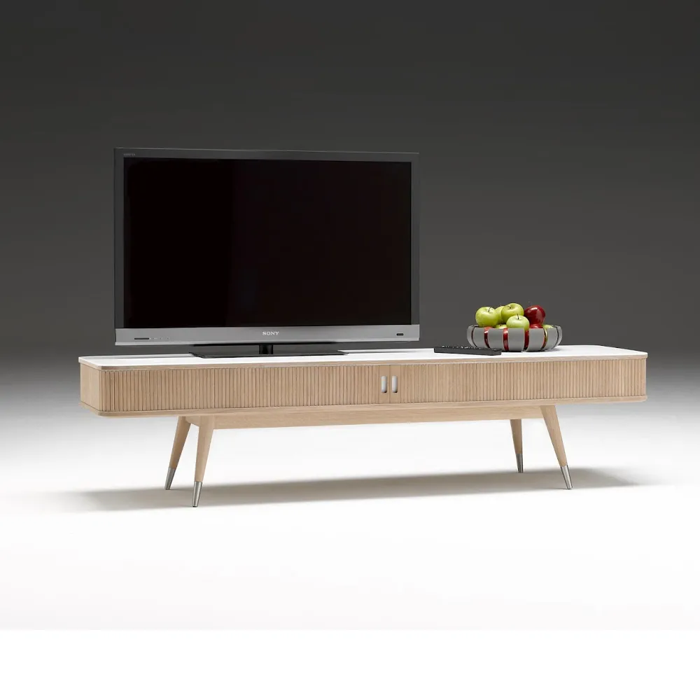 AK 2720 tv skåp, ek lack, point träben, corian top Naver Collection