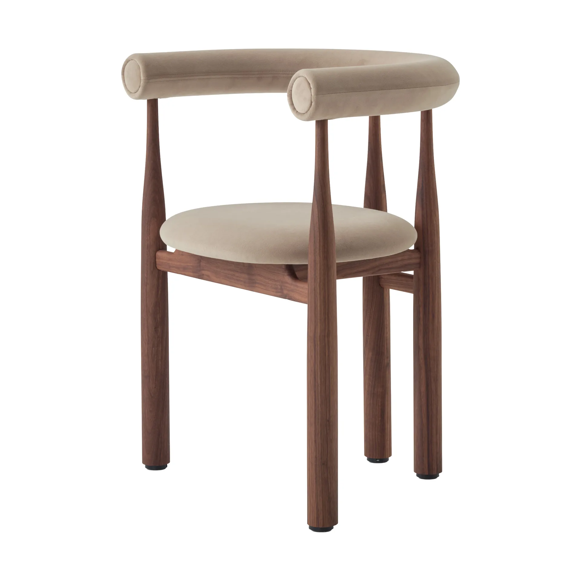 Bukowski karmstol klädd, Walnut, Megan 26 Beige New Works