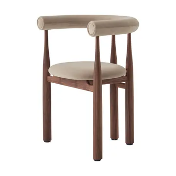Bukowski karmstol klädd - Walnut, Megan 26 Beige - New Works
