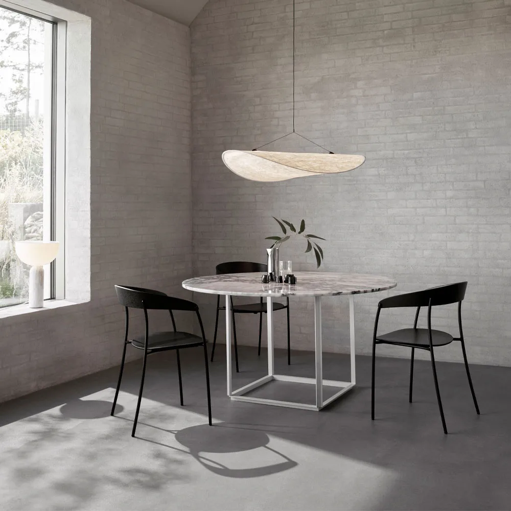 Florence matbord runt, gris du marais marble, ø120 cm, svart stativ New Works