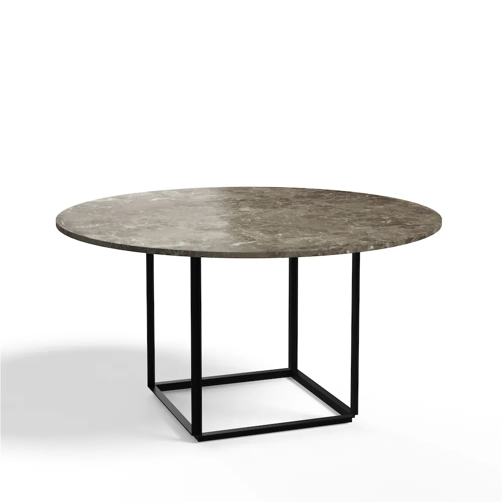 Florence matbord runt, gris du marais marble, ø145 cm, svart stativ New Works