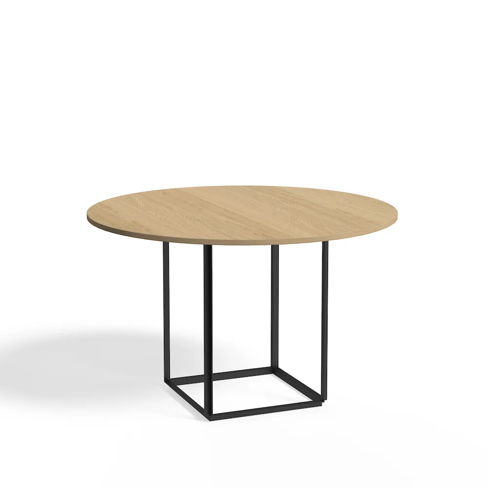 Florence matbord runt, natural oak, ø120 cm, svart stativ New Works