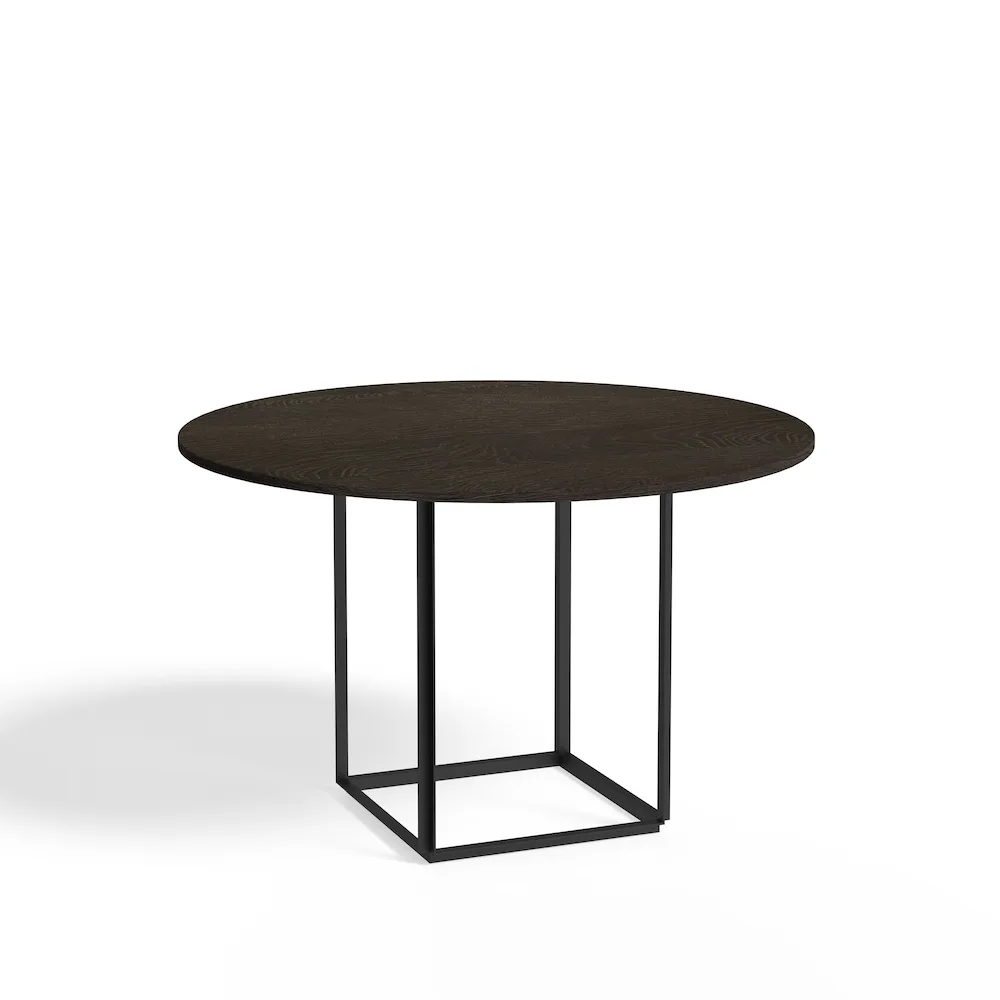 Florence matbord runt, smoked oak, ø120 cm, svart stativ New Works