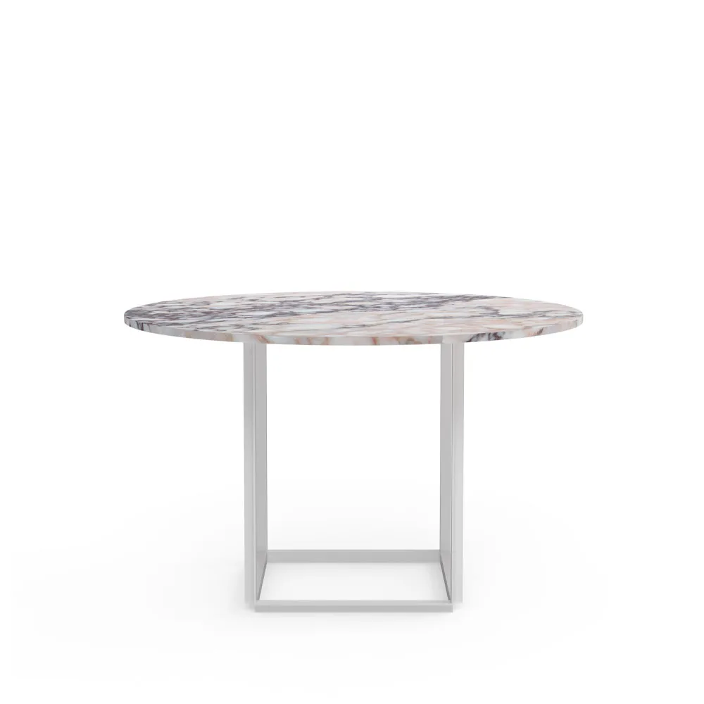 Florence matbord runt, white viola marble, ø120 cm, vitt stativ New Works