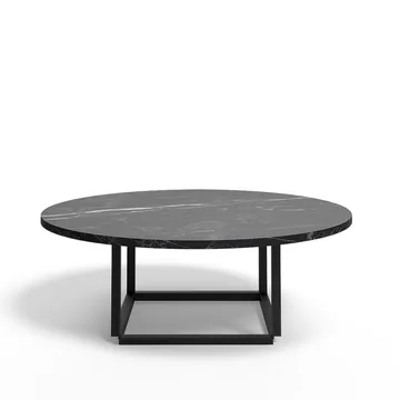 Florence soffbord - Black marquina marble, ø90 cm, svart stativ - New Works