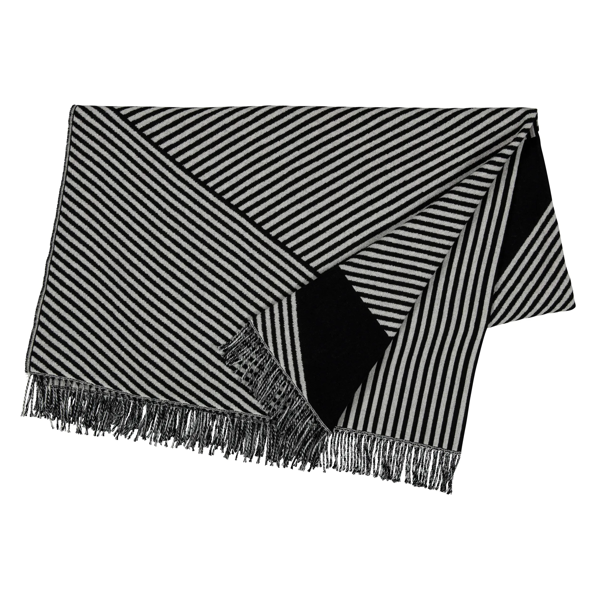 Stripes bomullspläd, Svart NJRD