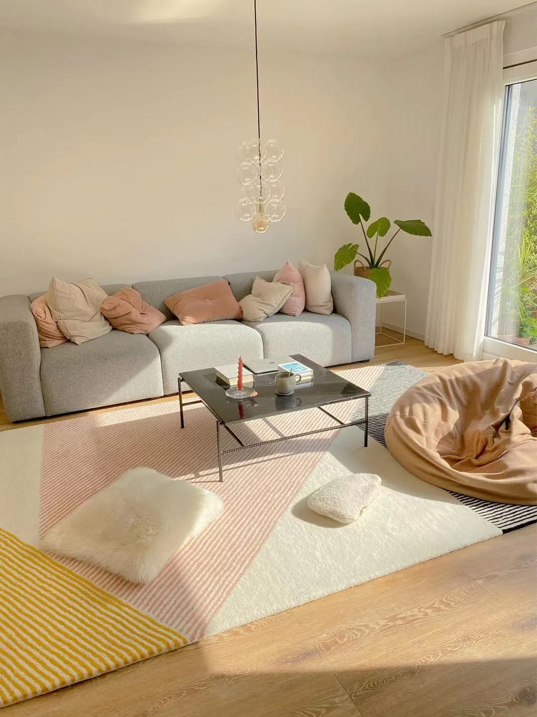 Stripes ullmatta rosa, 200x300 cm NJRD