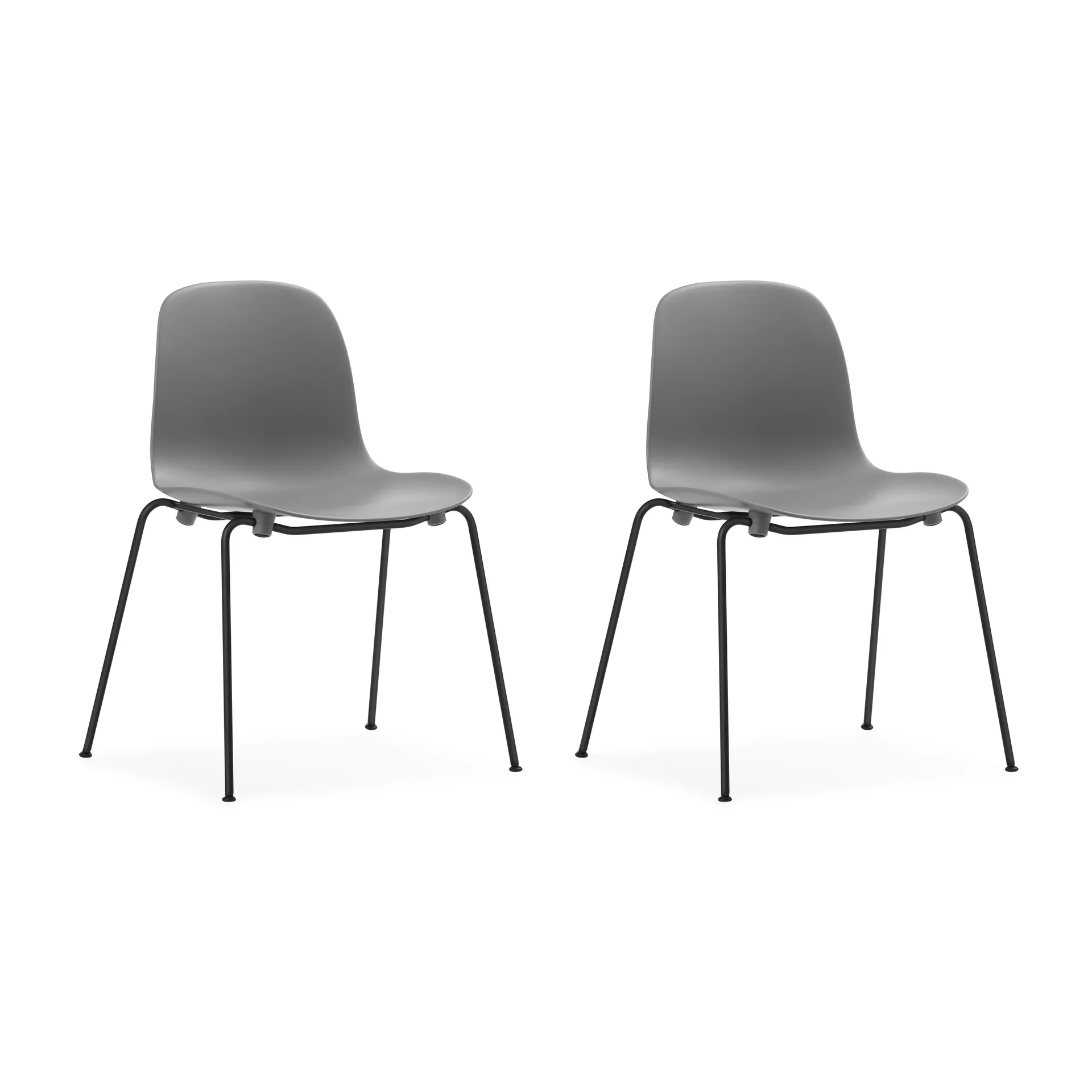 Form Chair staplingsbar stol svarta ben 2-pack, Grå Normann Copenhagen