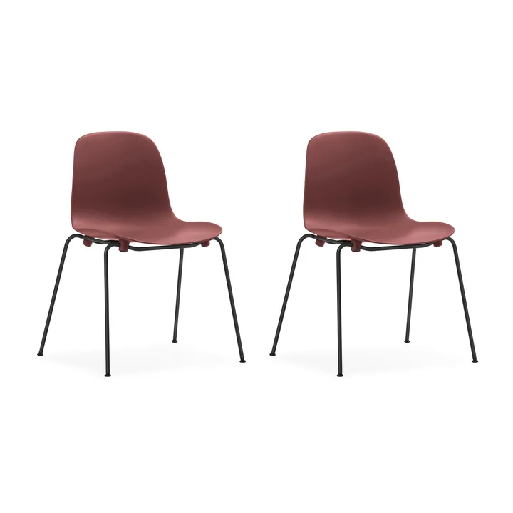 Form Chair staplingsbar stol svarta ben 2-pack, Röd - Normann Copenhagen