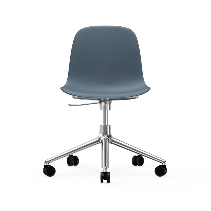 Form chair swivel 5W kontorsstol - blå, aluminium hjul - Normann Copenhagen