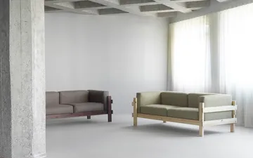 Kube soffa - Brunlackerad furu-tyg Remix 143 Grey, 220 cm - Normann Copenhagen