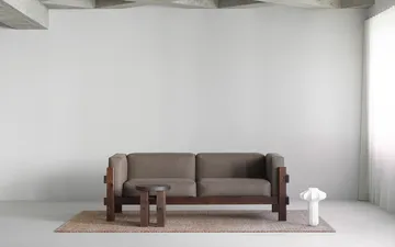 Kube soffa - Brunlackerad furu-tyg Remix 223 Beige, 220 cm - Normann Copenhagen