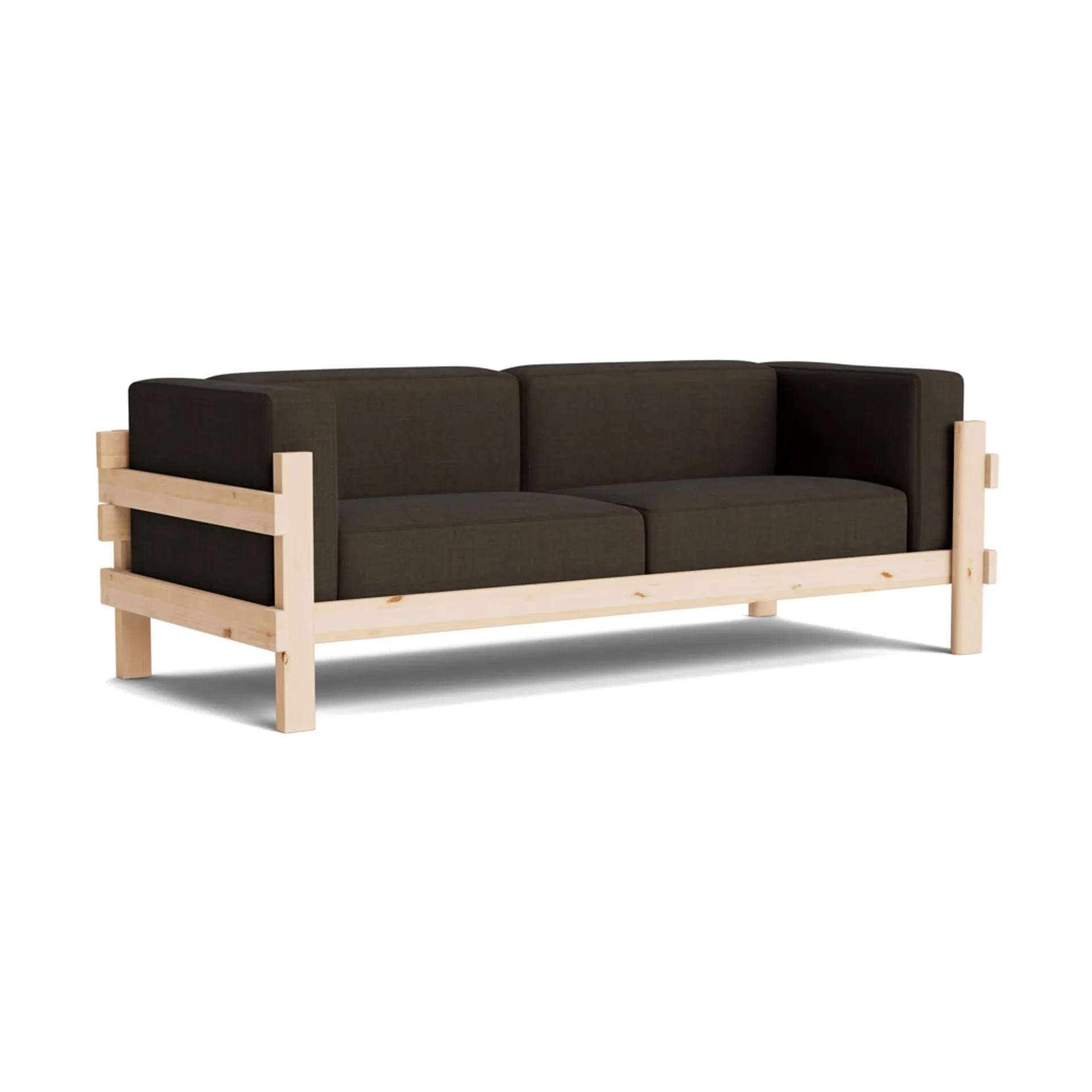 Kube soffa, Lackerad furu-tyg Remix 356 Brown, 220 cm Normann Copenhagen