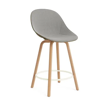 Mat Bar Chair barstol framsideklädd 65 cm - Remix 133-seaweed-beech-cream steel - Normann Copenhagen