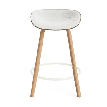 Mat Barstool barpall framsideklädd 65 cm - Hallingdal 110-seaweed-beech-cream steel - Normann Copenhagen