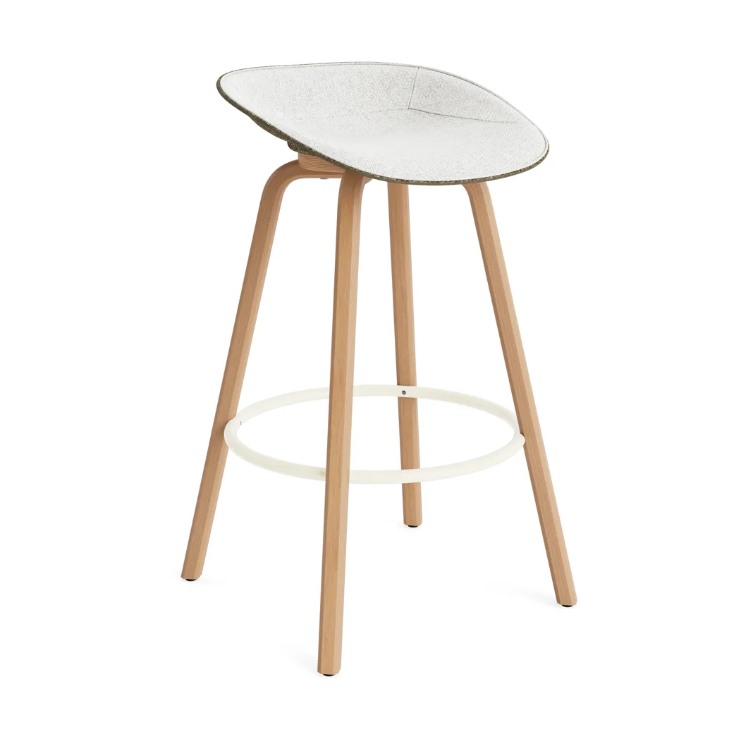 Mat Barstool barpall framsideklädd 75 cm, Hallingdal 110-seaweed-beech-cream steel Normann Copenhagen
