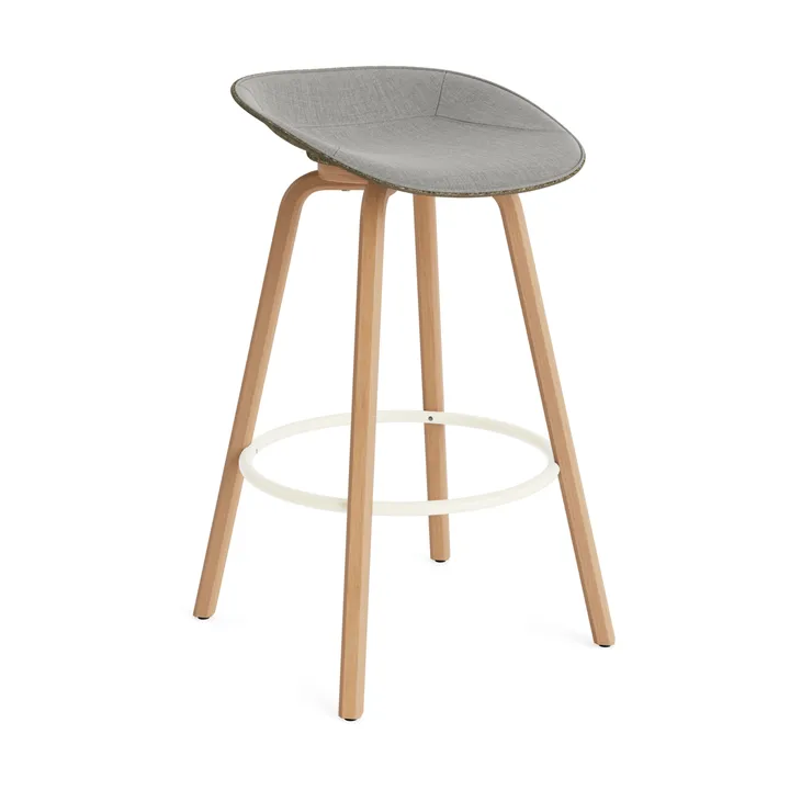 Mat Barstool barpall framsideklädd 75 cm - Remix 133-seaweed-beech-cream steel - Normann Copenhagen