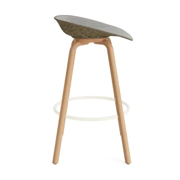 Mat Barstool barpall framsideklädd 75 cm - Remix 133-seaweed-beech-cream steel - Normann Copenhagen