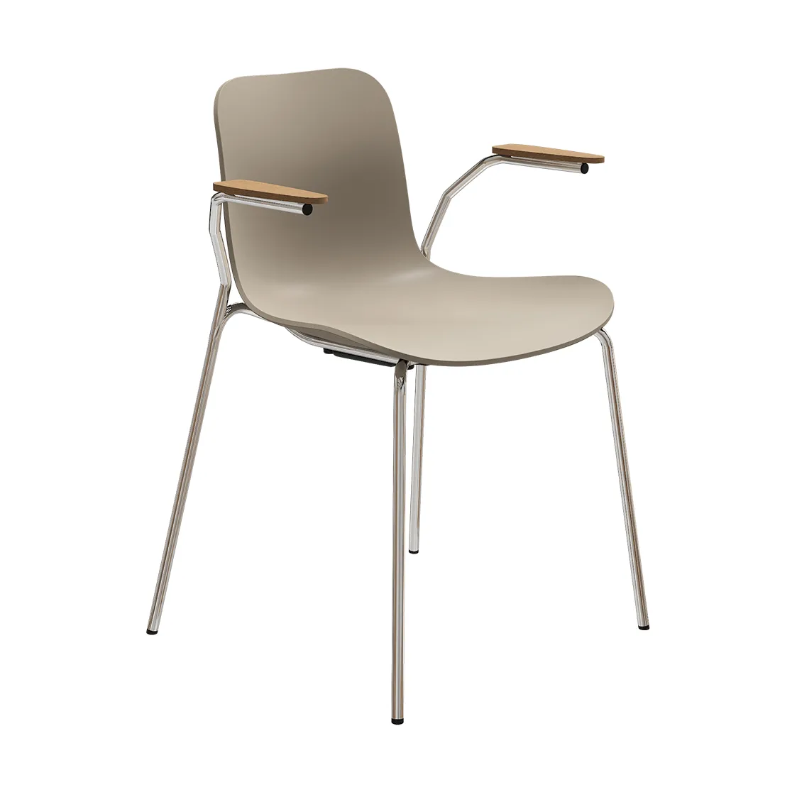 Langue stol med armstöd, Warm grey-kromt stativ, armstöd light smoke NORR11