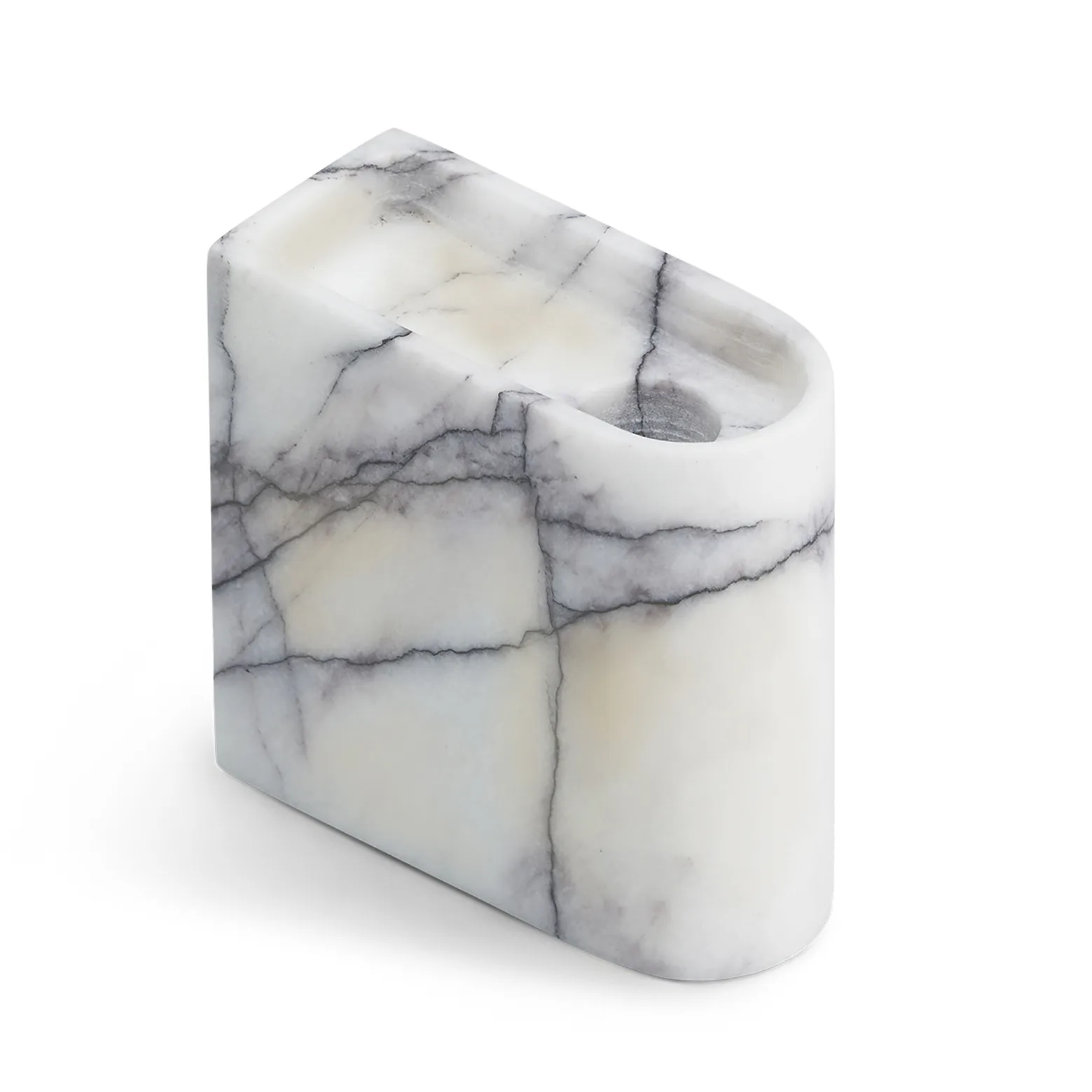 Monolith ljushållare low, Mixed white marble Northern