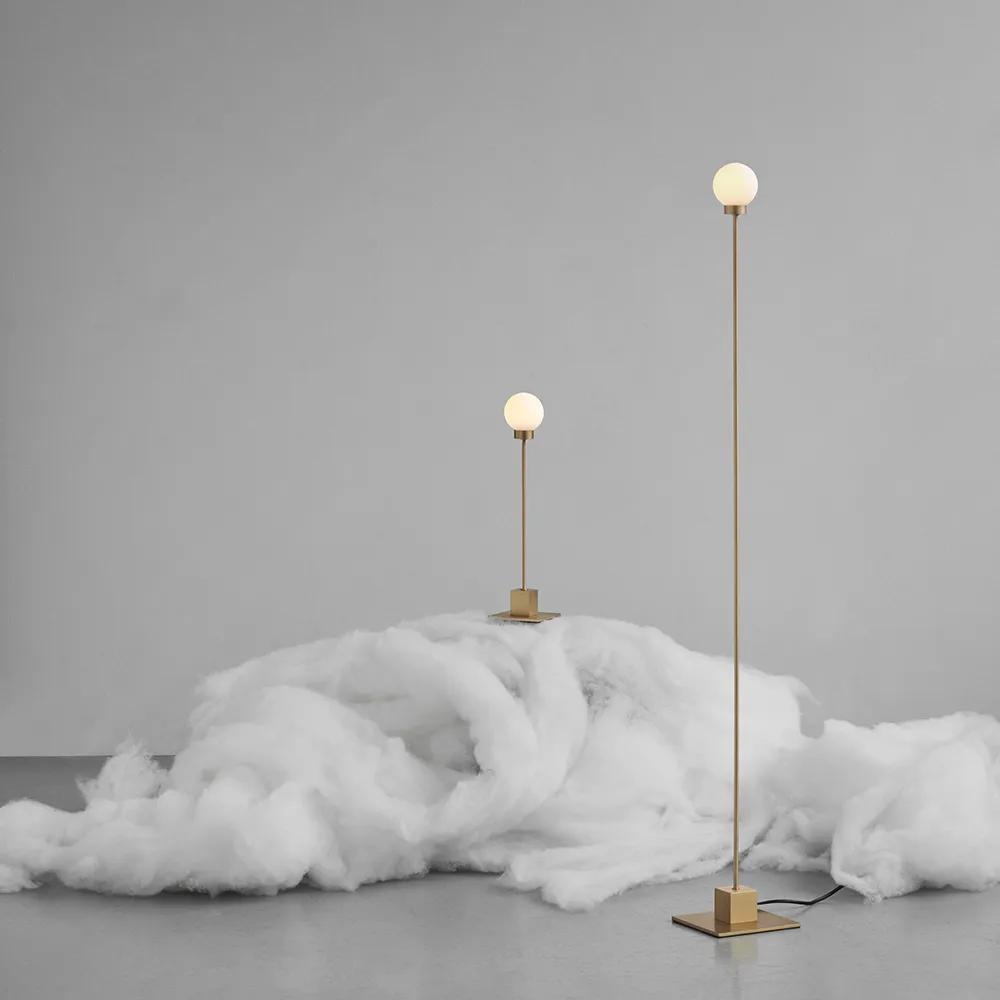 Snowball Golvlampa, steel, vitt opalglas Northern