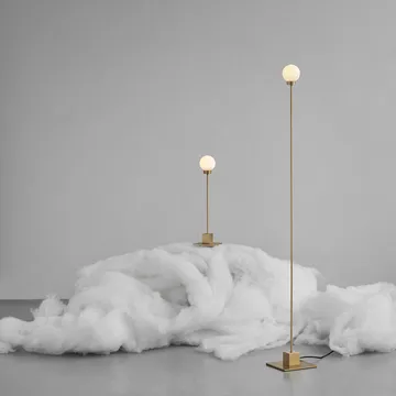 Snowball Golvlampa - steel, vitt opalglas - Northern