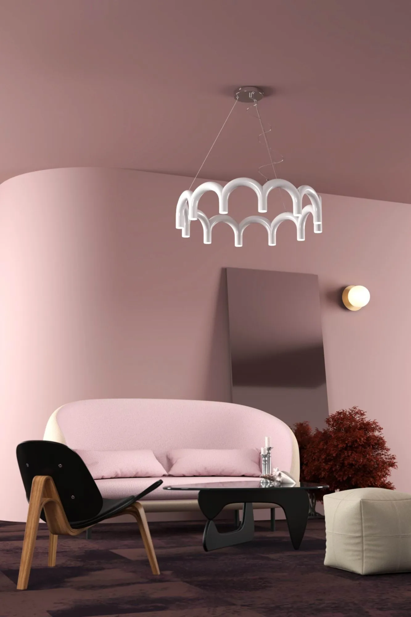 Arch circle pendel, White, Ø98 cm Oblure