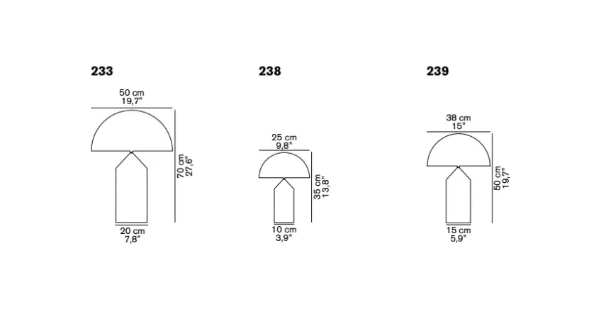 Atollo large 233 bords/golvlampa metall, satin bronze, large Oluce