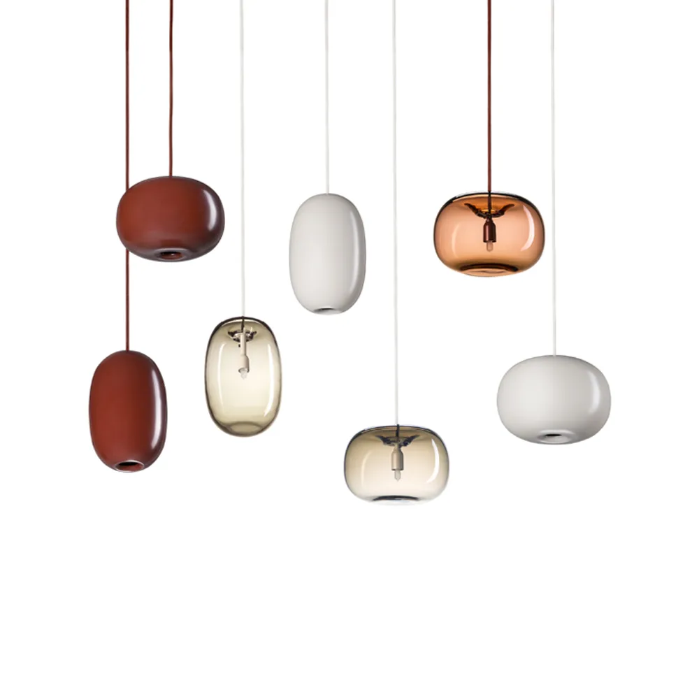 Pebble pendel, oxblod, långsträckt, glas Örsjö Belysning