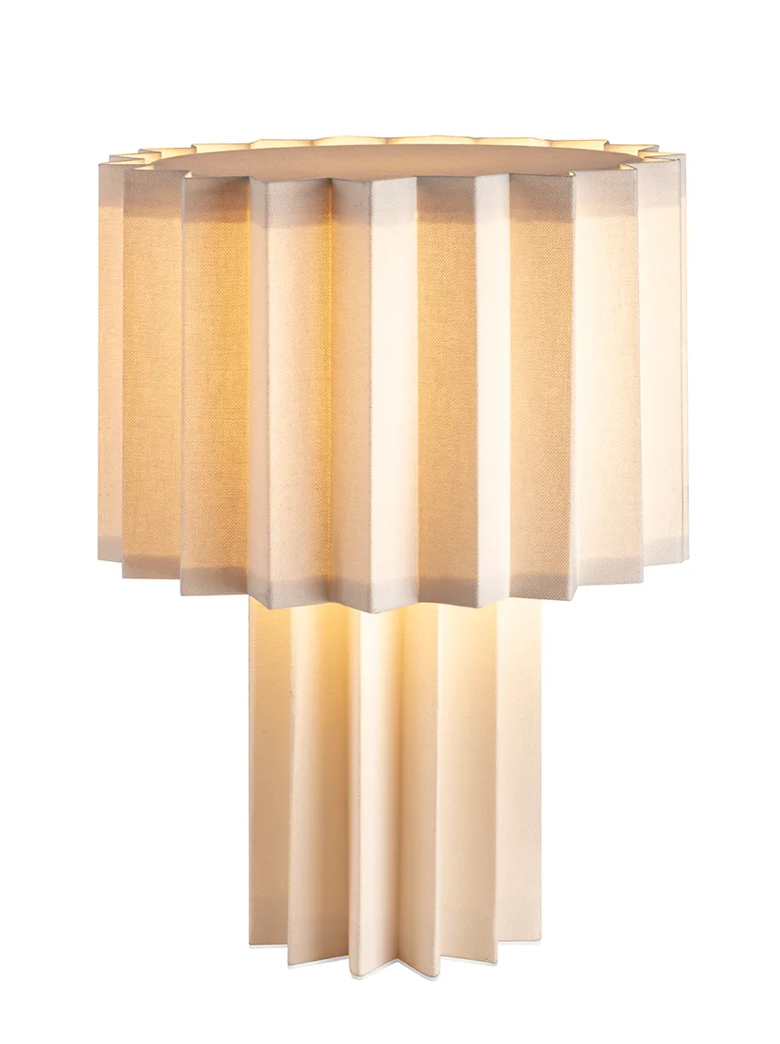 Plissé bordslampa textil, Vit, 40,9 cm Örsjö Belysning