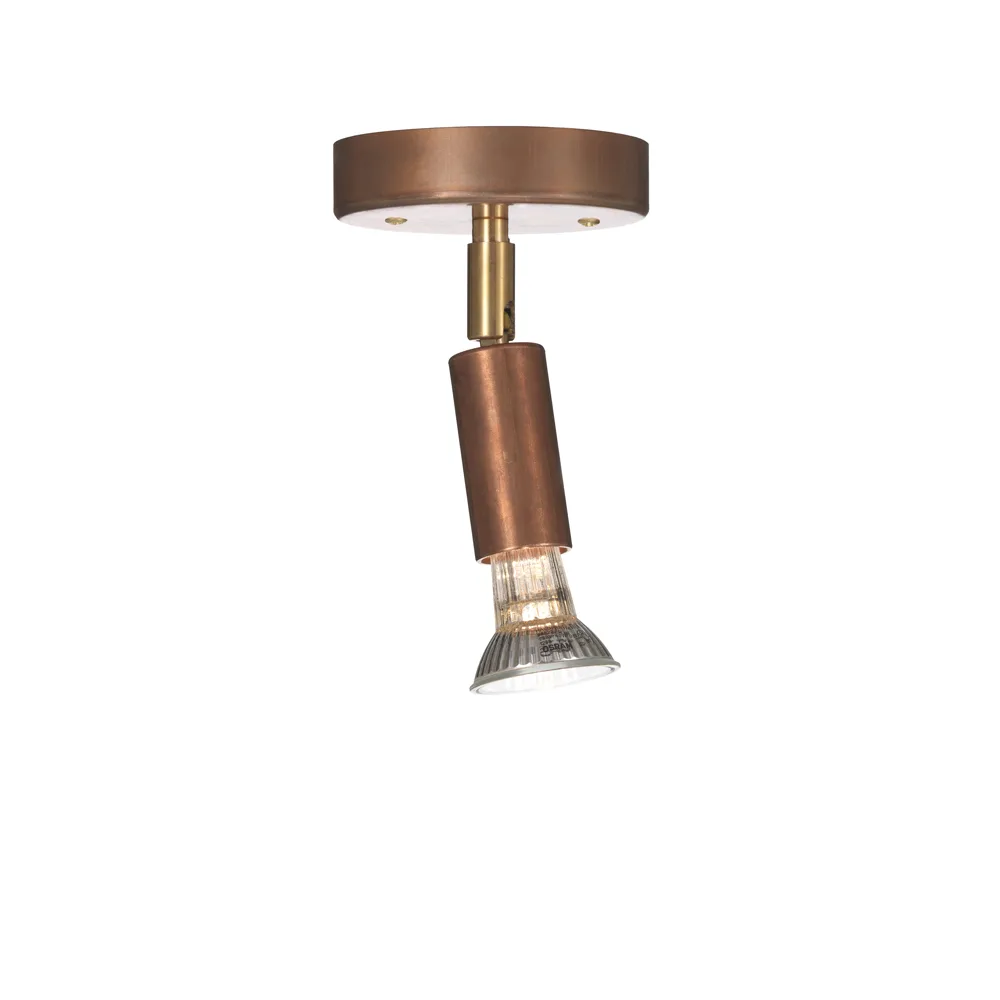 Star 1 vägglampa/taklampa, rå koppar, med kopplingshus Örsjö Belysning