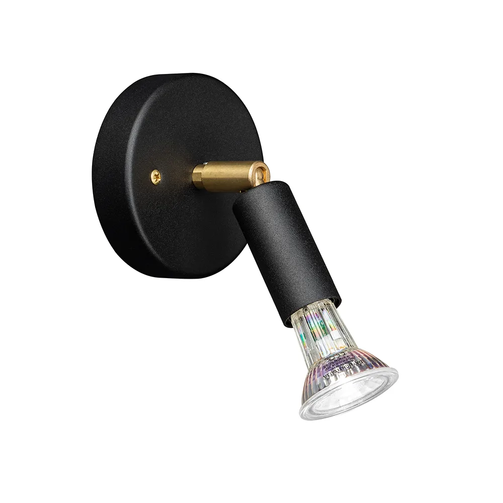Star 1 vägglampa/taklampa, Svart, med kopplingshus Örsjö Belysning