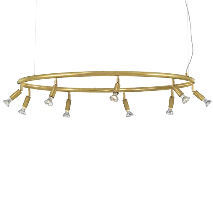 Star 9 lampa rund Ø100 cm - rå mässing - Örsjö Belysning