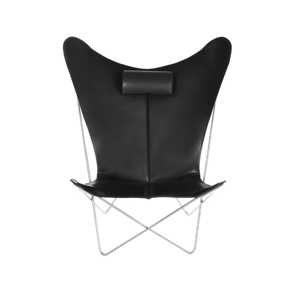KS Chair fladdermusfåtölj, Läder black, rostfritt stativ OX Denmarq