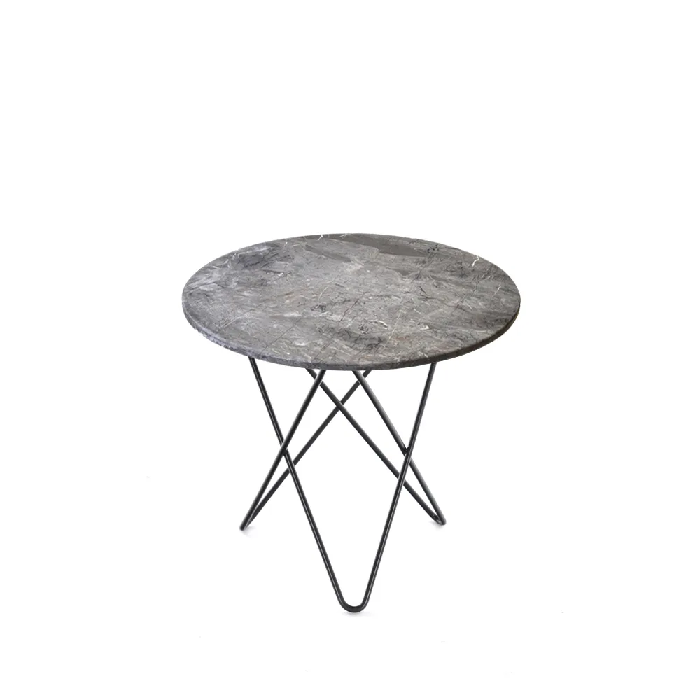 Mini O Table soffbord, marmor grå, svartlackat stativ OX Denmarq