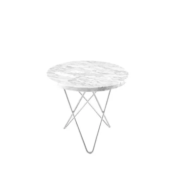Mini O Table soffbord - Marmor vit, rostfritt stativ - OX Denmarq
