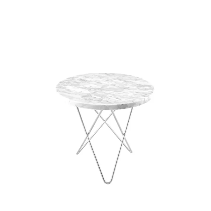 Mini O Table soffbord - Marmor vit, rostfritt stativ - OX Denmarq