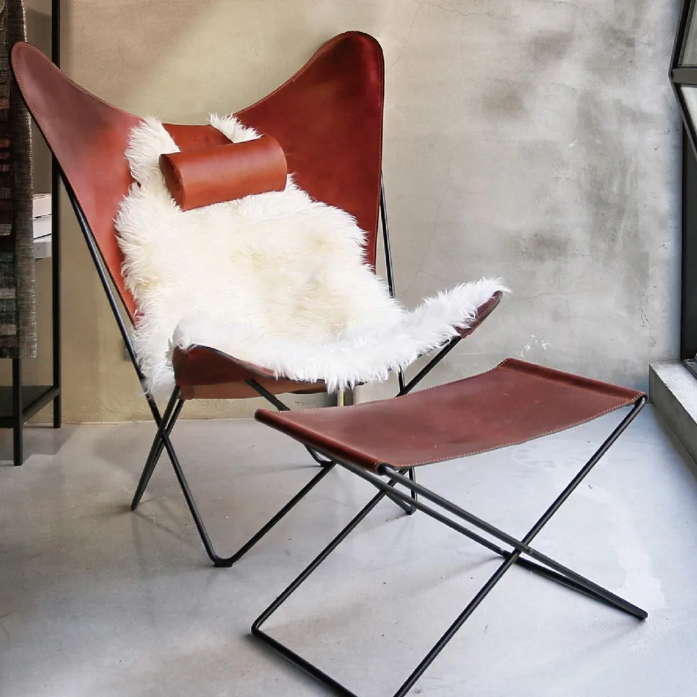 OX Stool pall, Läder svart, rostfritt stål OX Denmarq