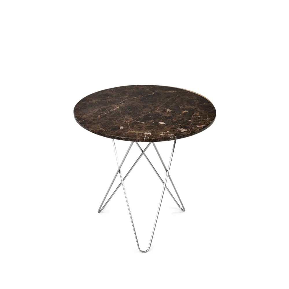 Tall Mini O Table soffbord, marmor brun, rostfritt stativ OX Denmarq