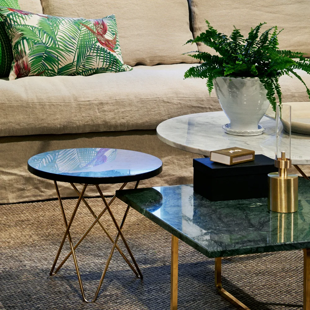 Tall Mini O Table soffbord, Marmor grå, rostfritt stativ OX Denmarq