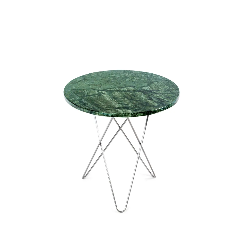 Tall Mini O Table soffbord, Marmor grön, rostfritt stål OX Denmarq