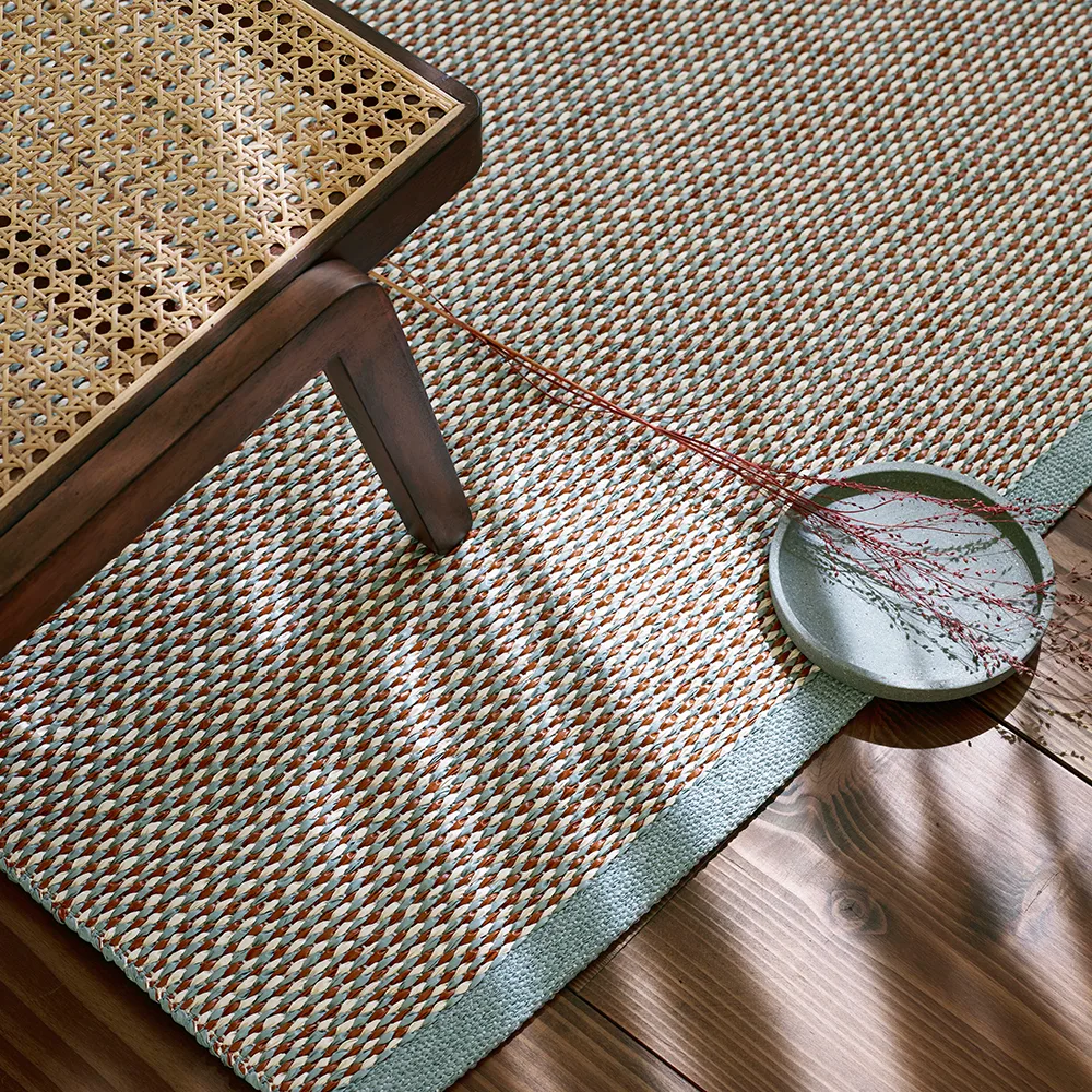 Effi matta, pale turquoise/grass green/vanilla, 180x260 cm Pappelina