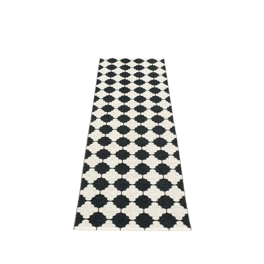 Marre gångmatta black/vanilla/coral edge, 70x300 cm Pappelina