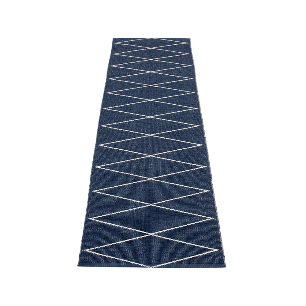 Max gångmatta dark blue/vanilla, 70x160 cm Pappelina