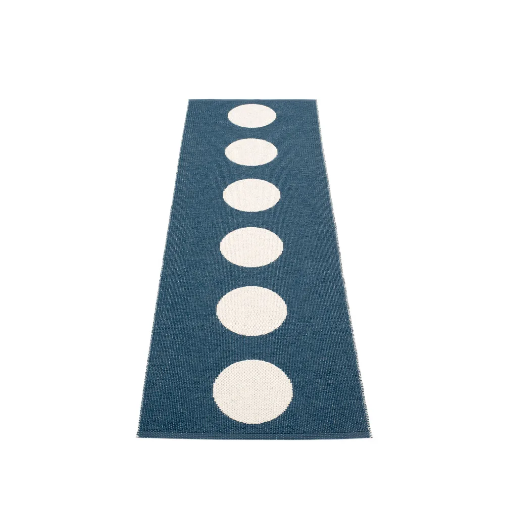 Vera gångmatta, ocean blue/vanilla, 70x225 cm Pappelina